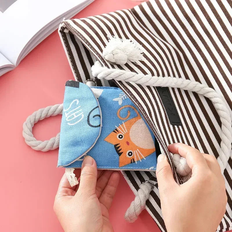 New Sanitary Pad Pouch - Mini Folding Women's Cute Bag for Napkin Storage & Organization (13x13cm)