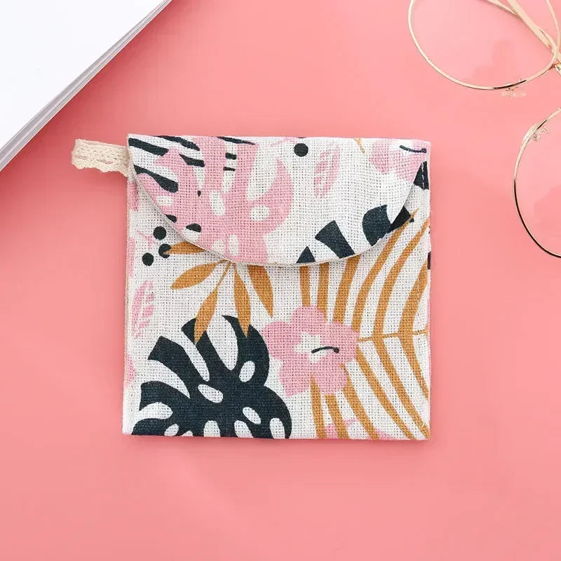 New Sanitary Pad Pouch - Mini Folding Women's Cute Bag for Napkin Storage & Organization (13x13cm)