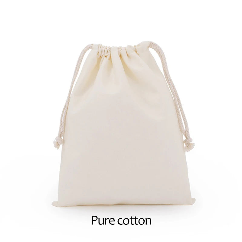 Cotton Drawstring Storage Bag - White Canvas Pouch for Candy, Gifts & Home Organization