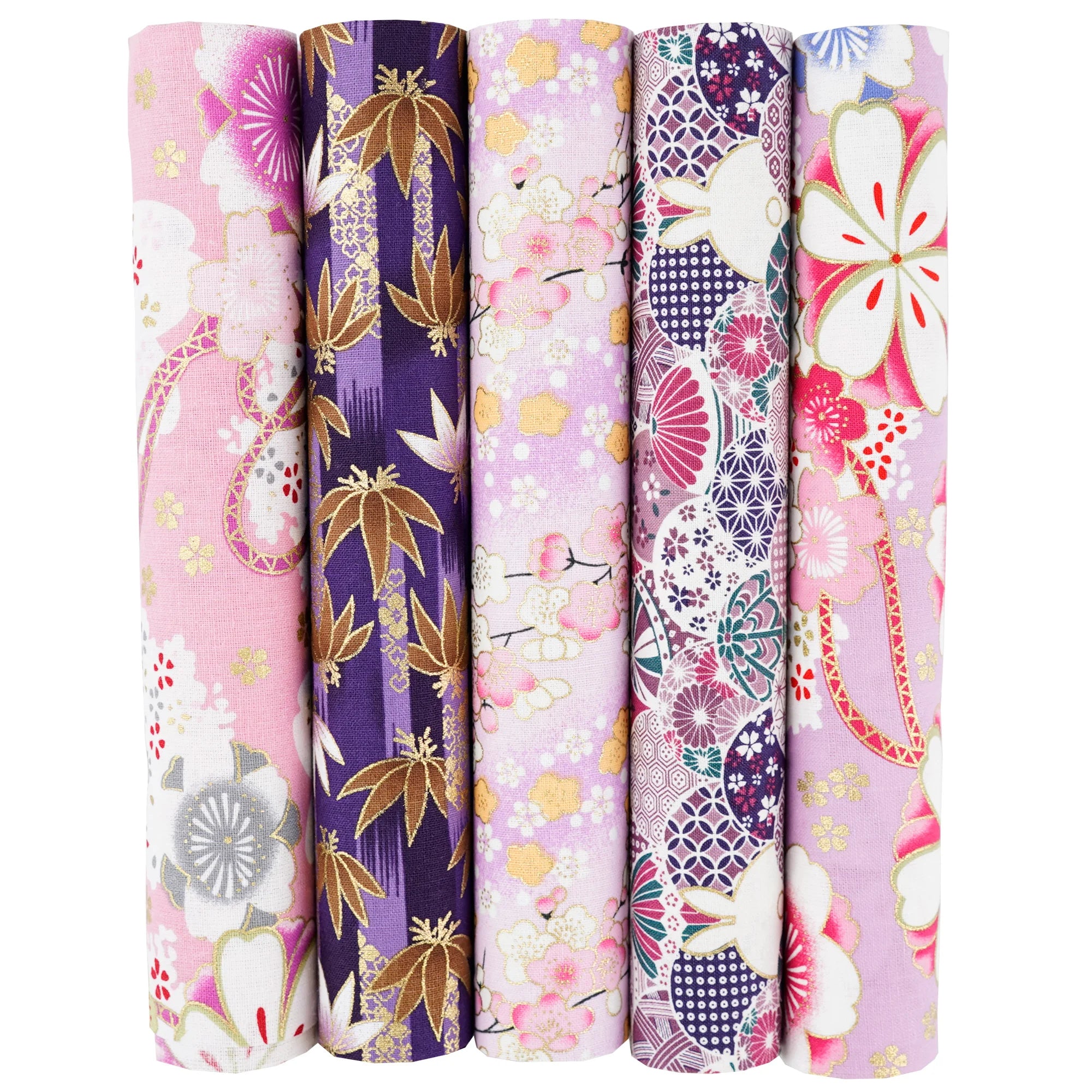 100% Cotton Fabric Bundle - 5 Different Designs for DIY Quilting, Sewing & Patchwork Crafts (50x50cm & 25x25cm)
