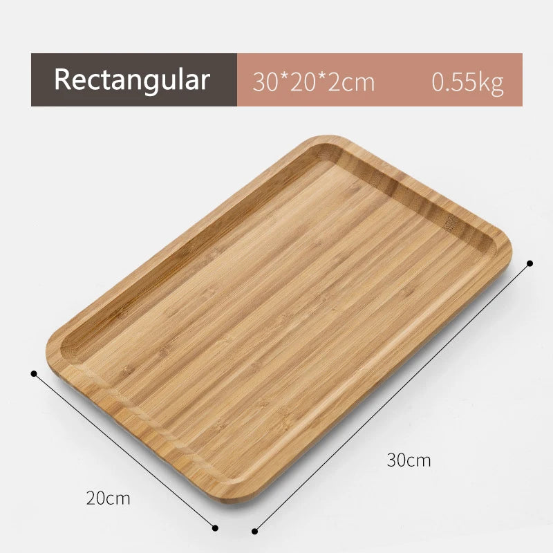 Simple Japanese Bamboo Tea Tray - Kitchen Storage Serving Tray for Dessert, Breakfast, Coffee & Food