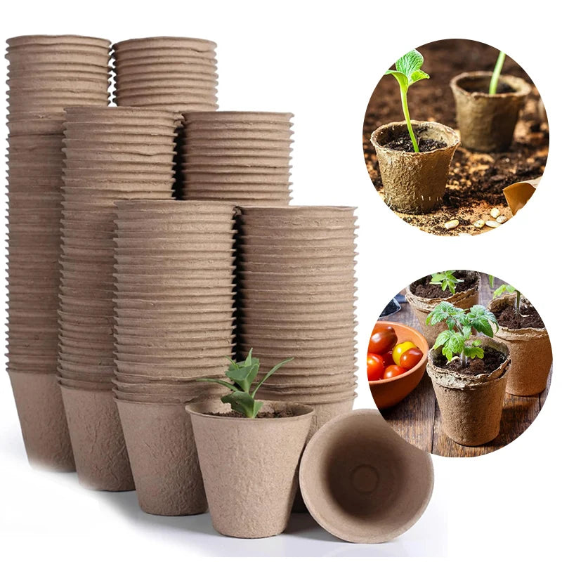 Coco Coir Seed Starter Plant Pots - Biodegradable Nursery Pots for Seedling Germination & Transplanting