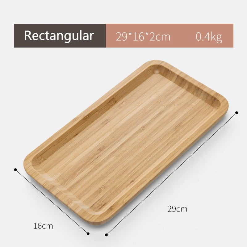 Simple Japanese Bamboo Tea Tray - Kitchen Storage Serving Tray for Dessert, Breakfast, Coffee & Food