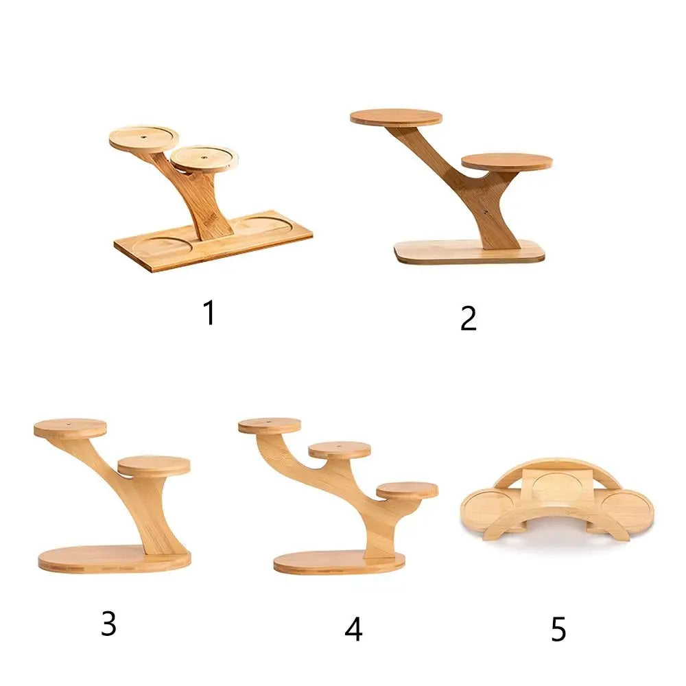 Bamboo Wood Flowerpot Tray - Multi-Layer Plants Stand Succulents Bonsai Organizer Desktop Ornament