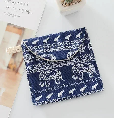 New Sanitary Pad Pouch - Mini Folding Women's Cute Bag for Napkin Storage & Organization (13x13cm)