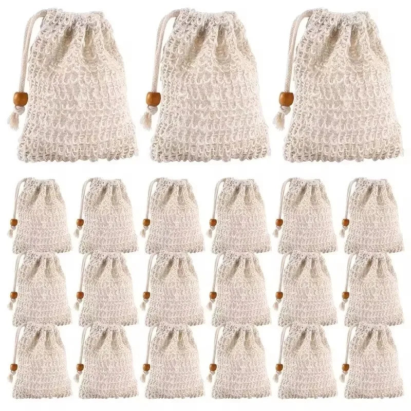 5-50pcs Natural Sisal Soap Bags Shower Bath Exfoliating Soap Saver Pouch Holder for Bath & Shower Use Soap Packaging Mesh Bags