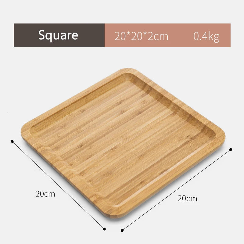 Simple Japanese Bamboo Tea Tray - Kitchen Storage Serving Tray for Dessert, Breakfast, Coffee & Food