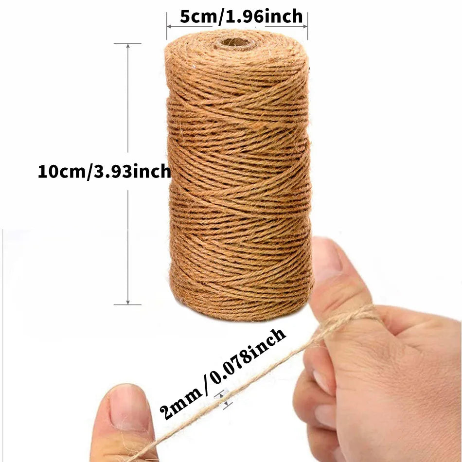 2mm Jute Cord 100m - Unbleached Pet-Safe Twine for Boho Home Decor & Camping Gear Repair