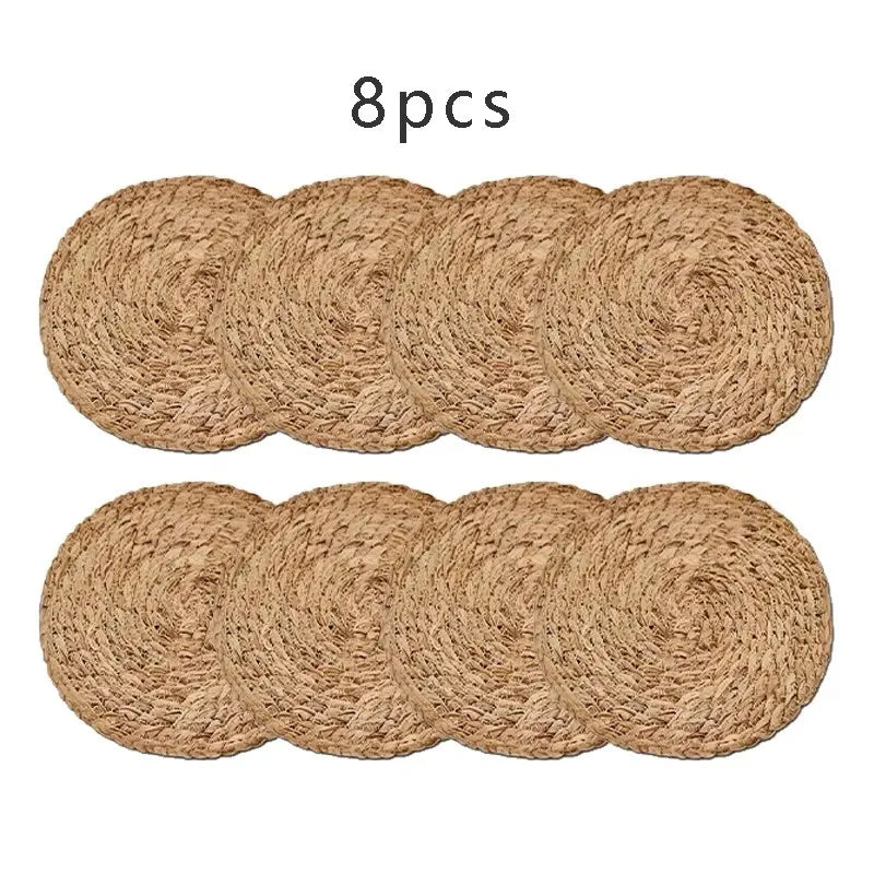 Pot Mats Handwoven Rattan Placemats - Round Heat Insulation Mats for Dining & Home Decor