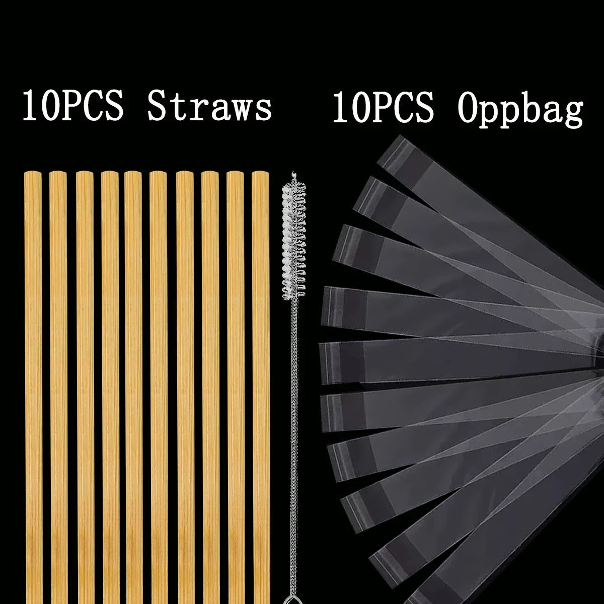 Natural Bamboo Drinking Straw 7.8" - Eco-Friendly Reusable Straws with Clean Brush (0.8x20cm)