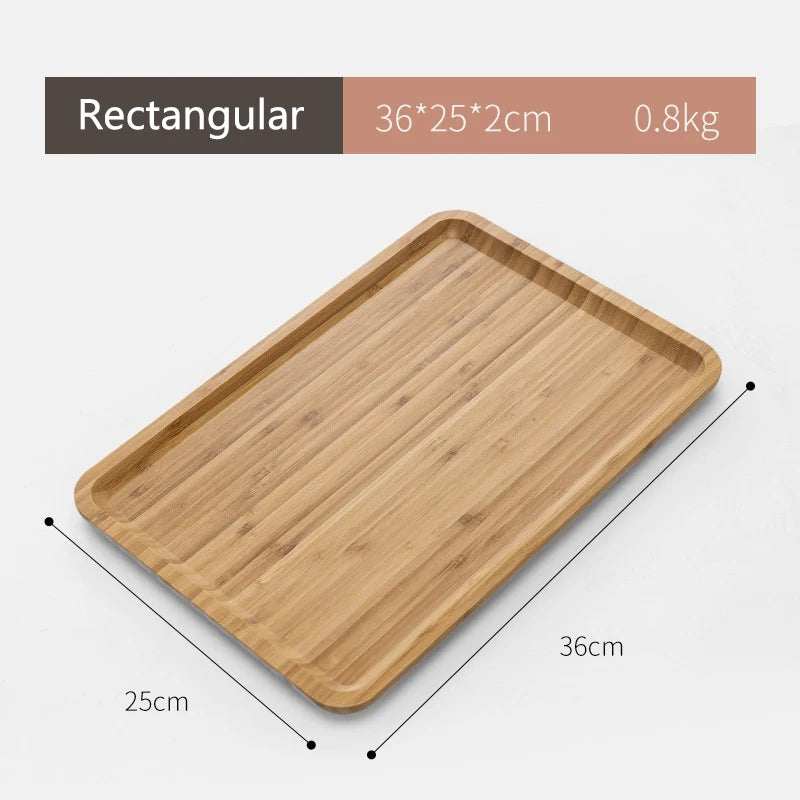Simple Japanese Bamboo Tea Tray - Kitchen Storage Serving Tray for Dessert, Breakfast, Coffee & Food