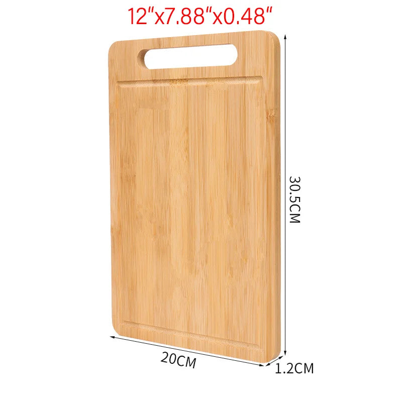 Bamboo Kitchen Cutting Board - Double-Sided Rectangular Thickened Solid Wood Cutting Board for Fruit, Veggies & Meat
