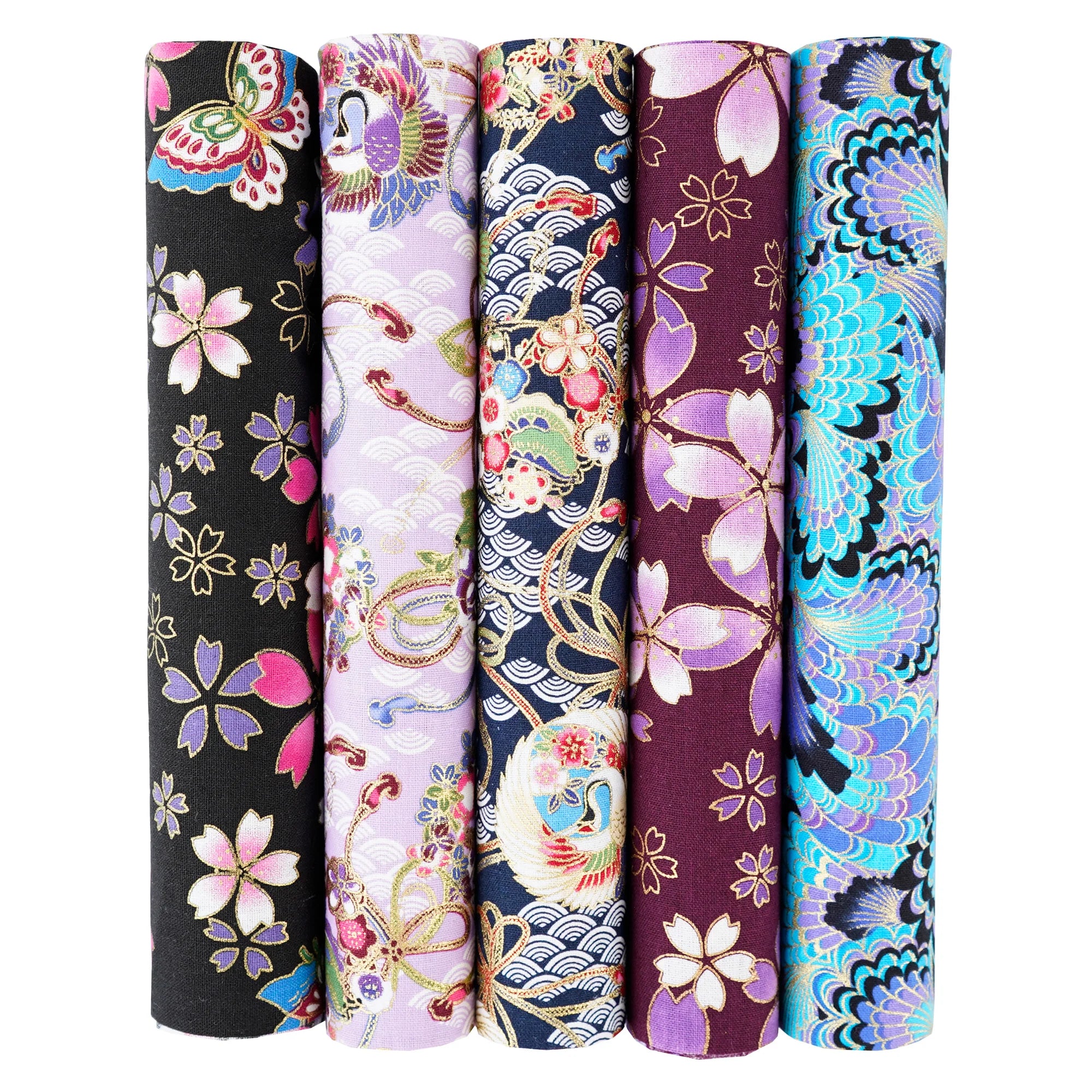 100% Cotton Fabric Bundle - 5 Different Designs for DIY Quilting, Sewing & Patchwork Crafts (50x50cm & 25x25cm)