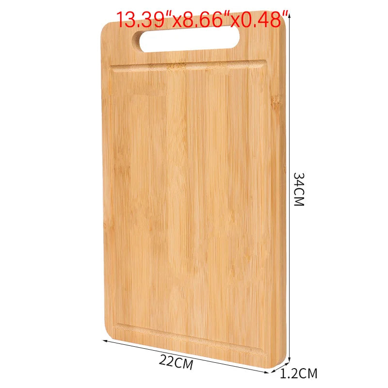 Bamboo Kitchen Cutting Board - Double-Sided Rectangular Thickened Solid Wood Cutting Board for Fruit, Veggies & Meat