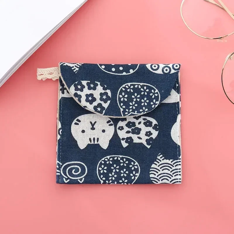 New Sanitary Pad Pouch - Mini Folding Women's Cute Bag for Napkin Storage & Organization (13x13cm)