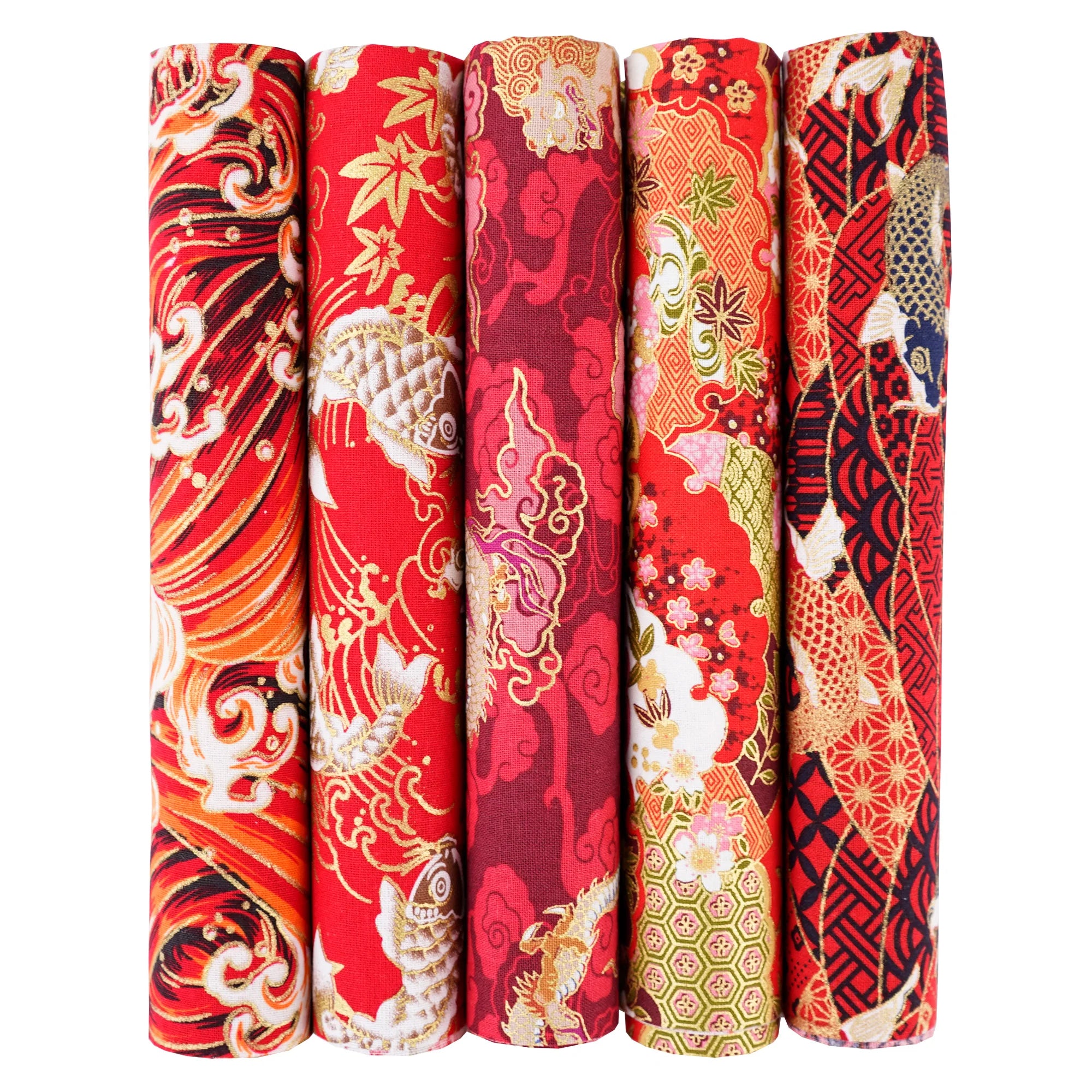 100% Cotton Fabric Bundle - 5 Different Designs for DIY Quilting, Sewing & Patchwork Crafts (50x50cm & 25x25cm)