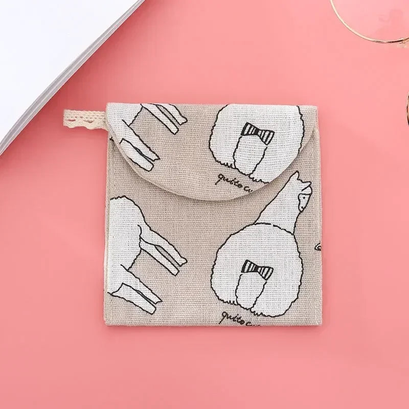 New Sanitary Pad Pouch - Mini Folding Women's Cute Bag for Napkin Storage & Organization (13x13cm)