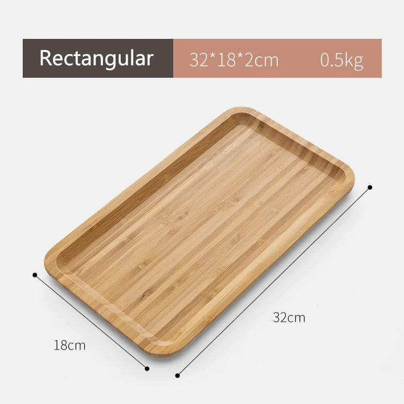 Simple Japanese Bamboo Tea Tray - Kitchen Storage Serving Tray for Dessert, Breakfast, Coffee & Food