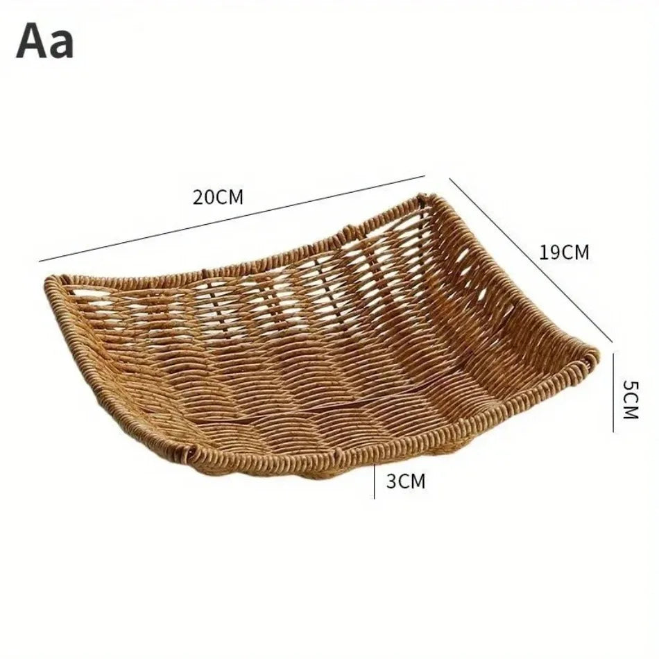Handwoven Rattan Storage Basket - Wicker Tray for Picnic, Bread & Food Storage
