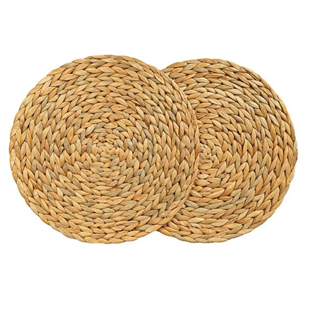 Placemats Weave Rattan Cups Mat - Natural Straw Dining Table Home Decor