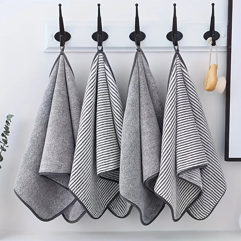 Striped Bamboo Hand Towel - Absorbent & Quick-Drying Super Soft Bathing Towel for Home Bathroom (35x75cm)