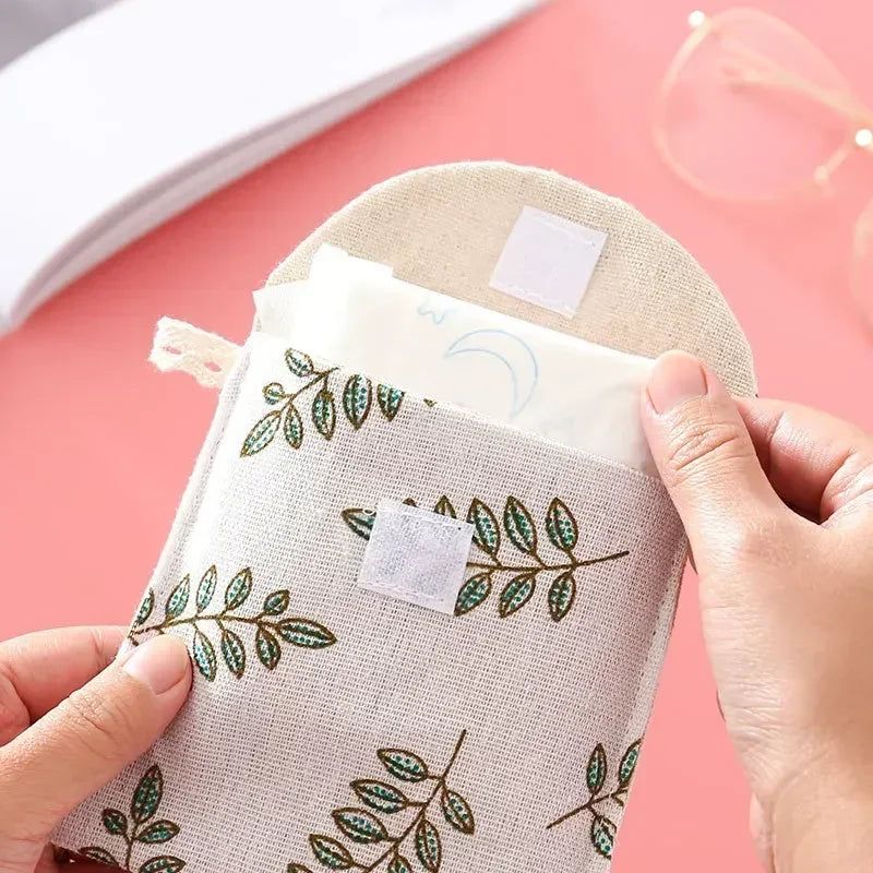 New Sanitary Pad Pouch - Mini Folding Women's Cute Bag for Napkin Storage & Organization (13x13cm)