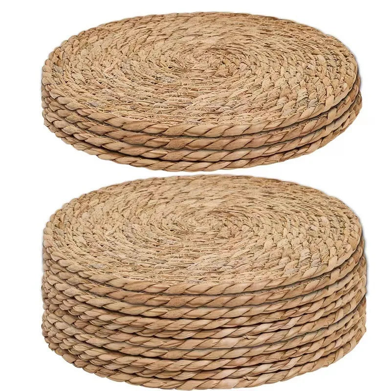Pot Mats Handwoven Rattan Placemats - Round Heat Insulation Mats for Dining & Home Decor