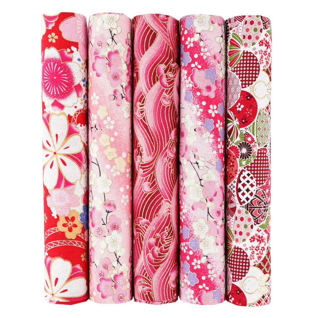 100% Cotton Fabric Bundle - 5 Different Designs for DIY Quilting, Sewing & Patchwork Crafts (50x50cm & 25x25cm)