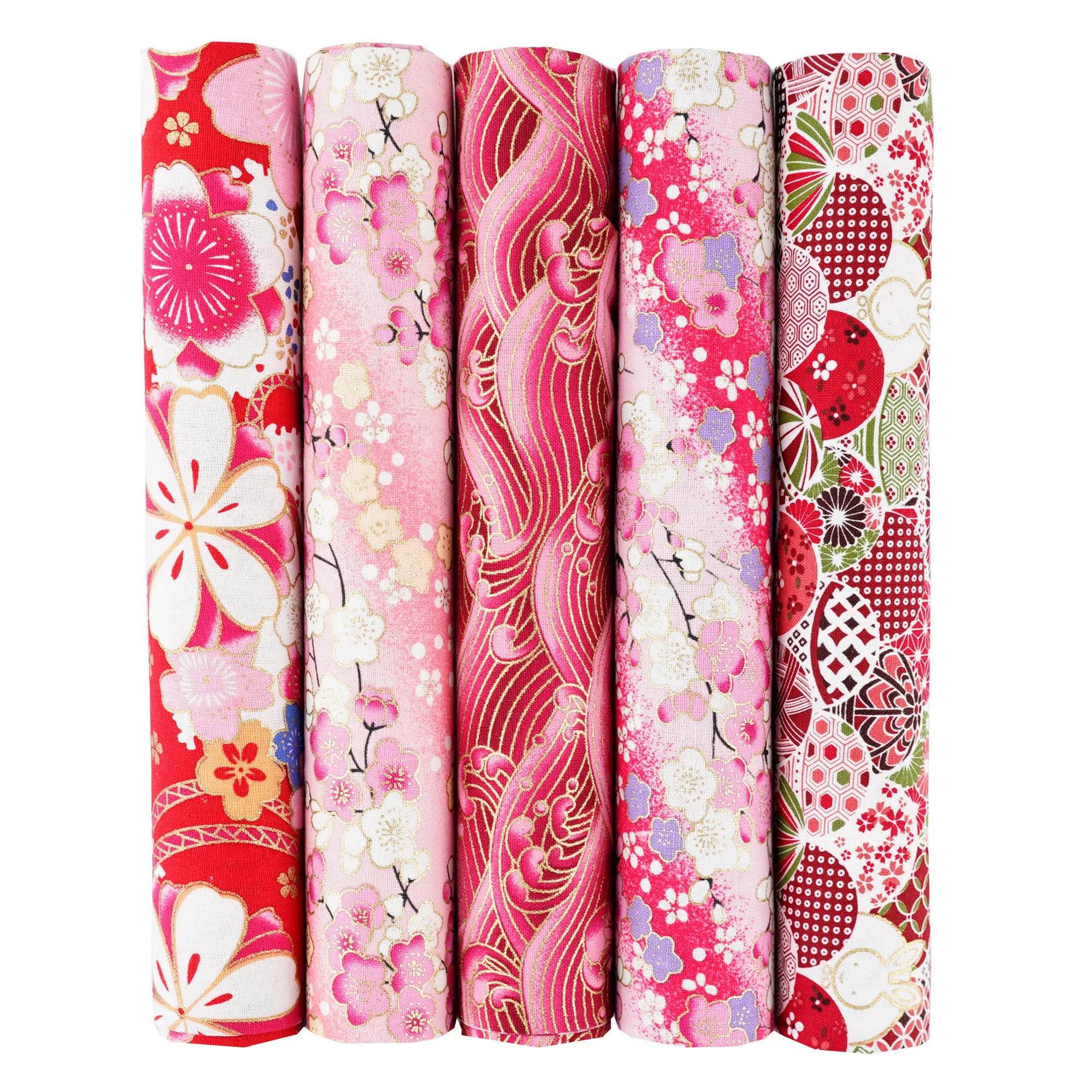 100% Cotton Fabric Bundle - 5 Different Designs for DIY Quilting, Sewing & Patchwork Crafts (50x50cm & 25x25cm)