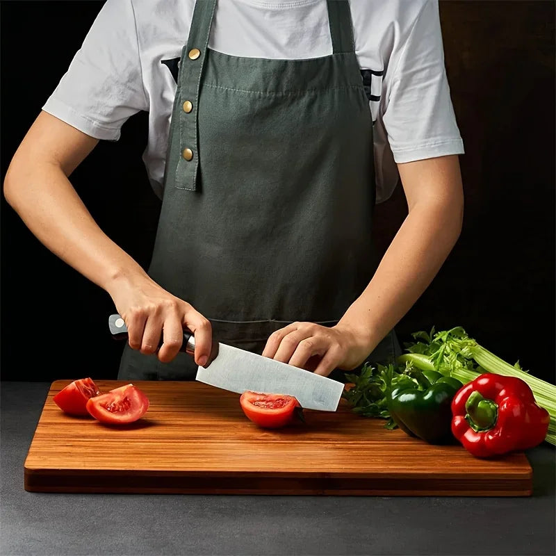Large Butcher Chopping Block with Juice Grooves - 2.54cm Thick Bamboo Cutting Board for Cheese, Charcuterie & Chopping