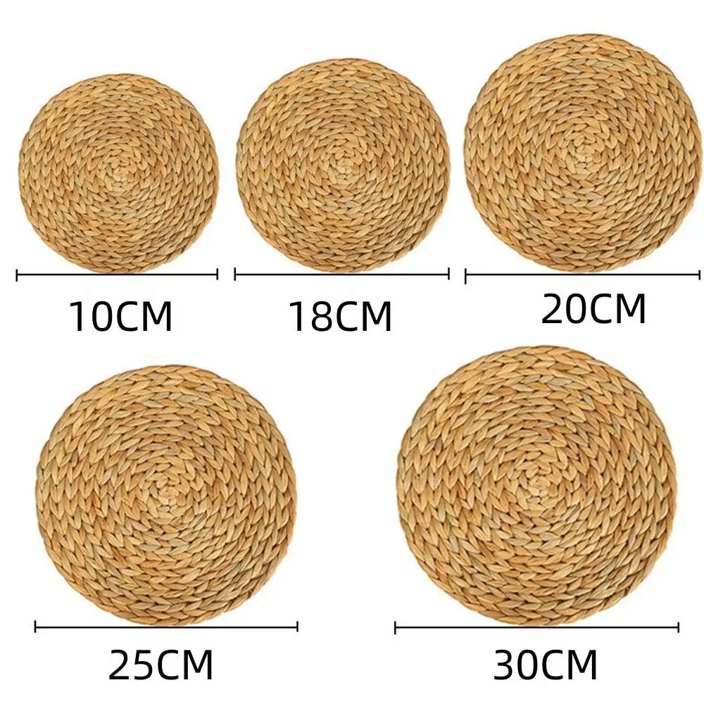 Placemats Weave Rattan Cups Mat - Natural Straw Dining Table Home Decor