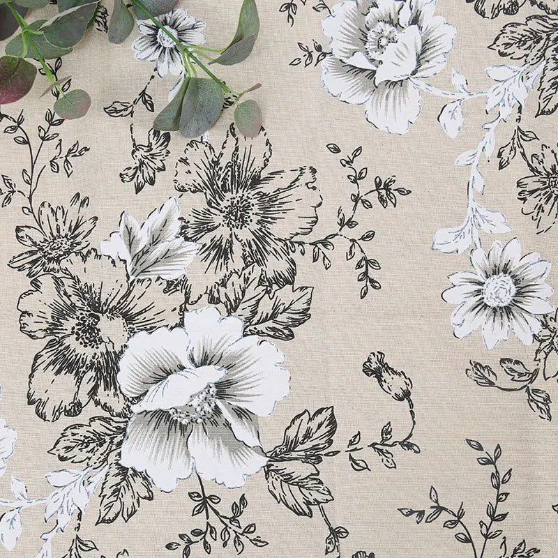 150x50cm Cotton Linen Blue Retro Orchid Fabric - Rural Pastoral Style for Handmade Curtains & DIY Home Decoration