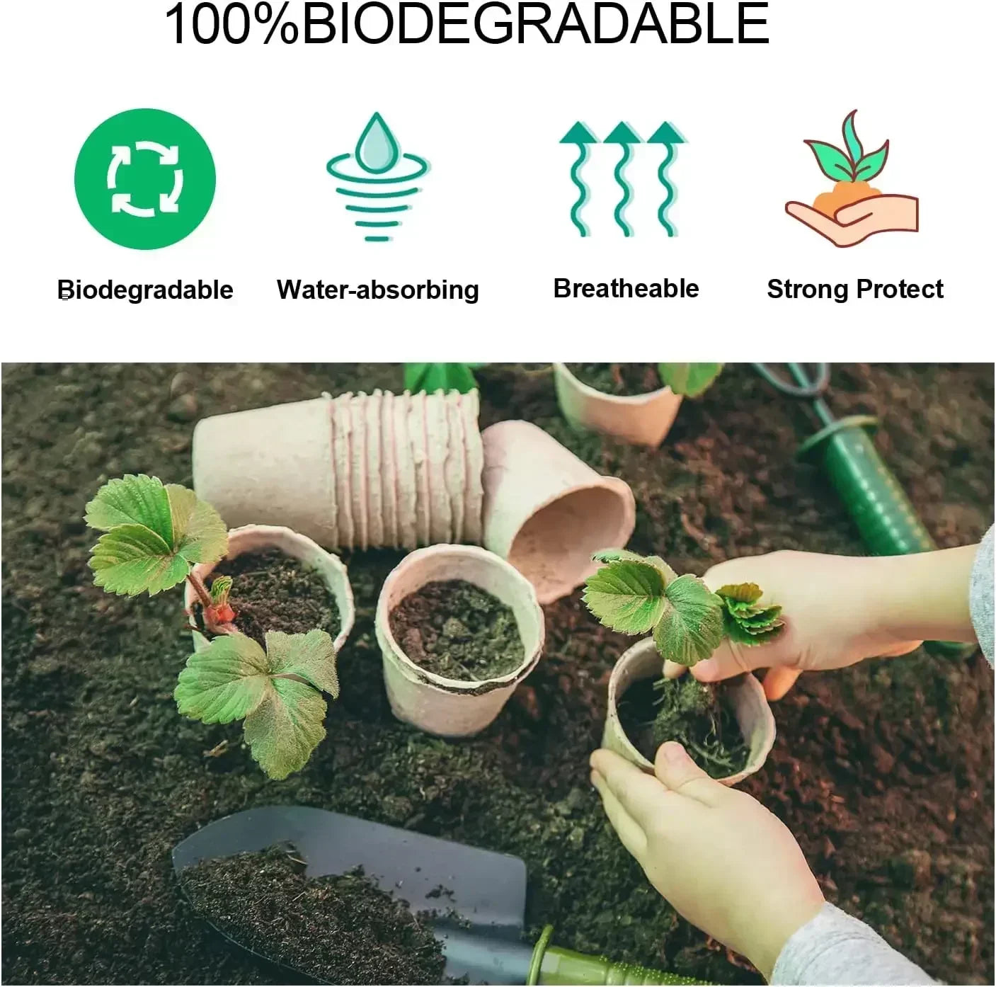 Coco Coir Seed Starter Plant Pots - Biodegradable Nursery Pots for Seedling Germination & Transplanting