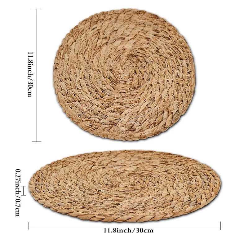 Pot Mats Handwoven Rattan Placemats - Round Heat Insulation Mats for Dining & Home Decor