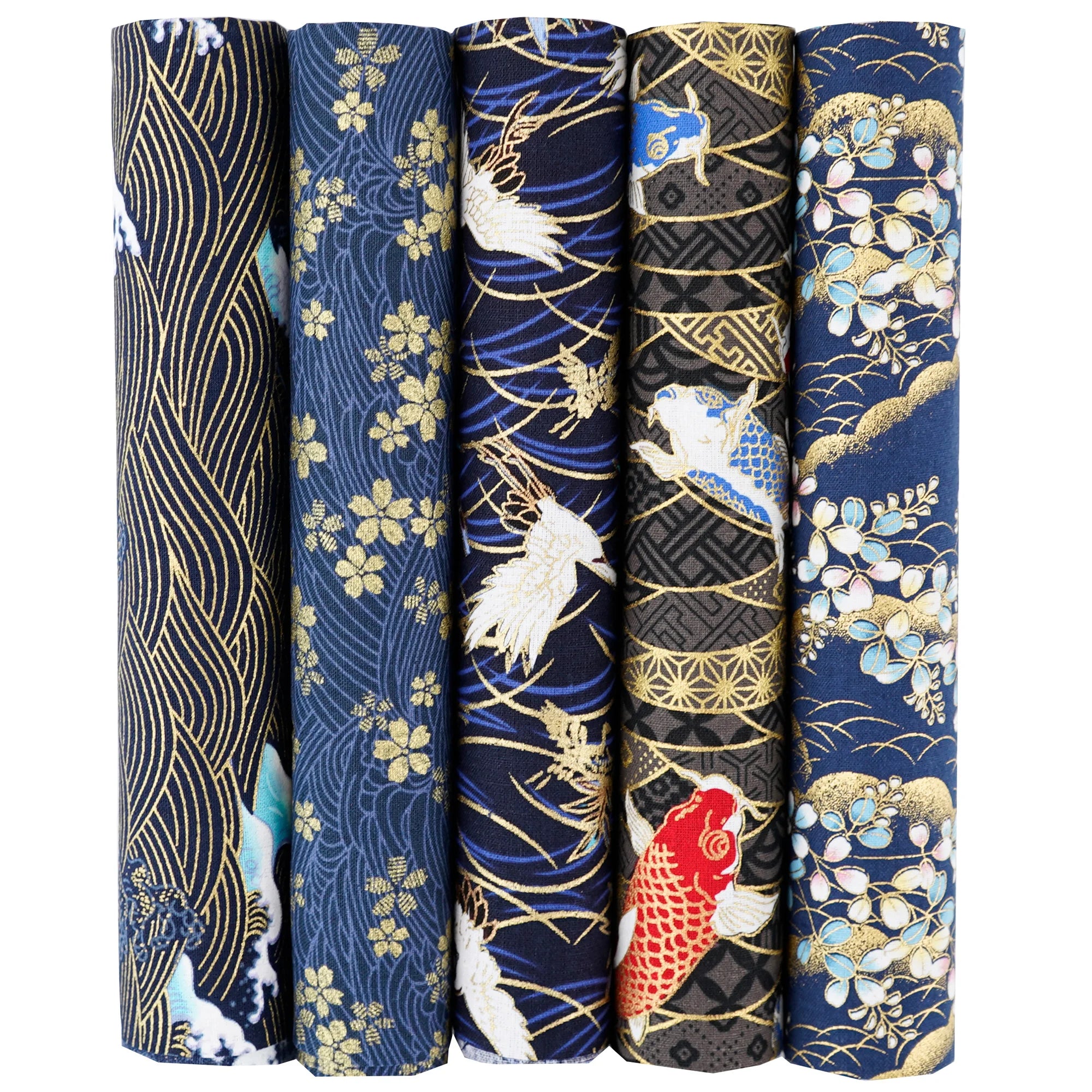 100% Cotton Fabric Bundle - 5 Different Designs for DIY Quilting, Sewing & Patchwork Crafts (50x50cm & 25x25cm)