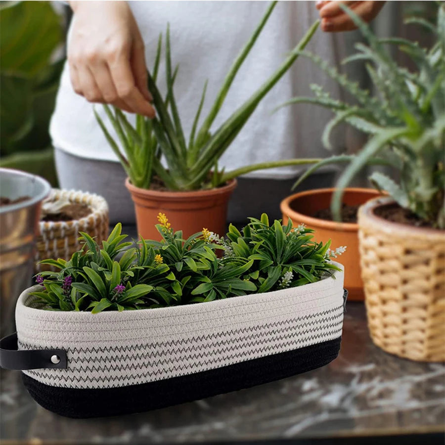 Nordic Cotton Rope Woven Storage Baskets - Desktop Sundries Organizer for Keys & Cosmetics