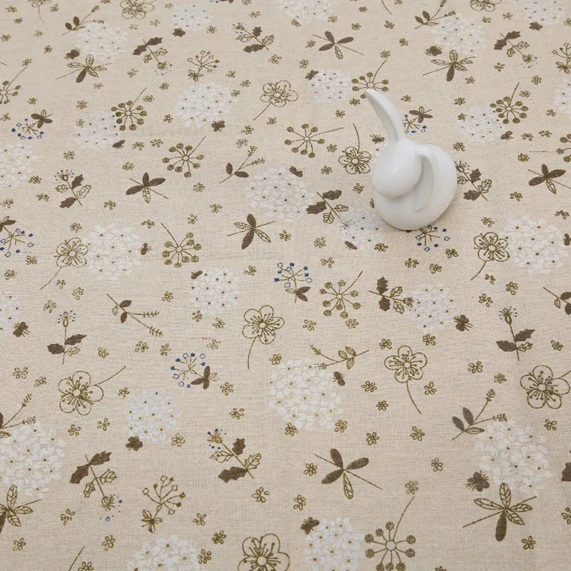 150x50cm Cotton Linen Blue Retro Orchid Fabric - Rural Pastoral Style for Handmade Curtains & DIY Home Decoration
