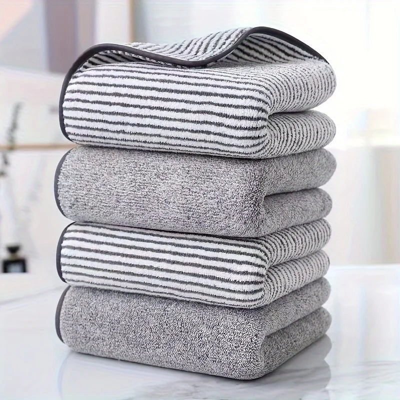 Striped Bamboo Hand Towel - Absorbent & Quick-Drying Super Soft Bathing Towel for Home Bathroom (35x75cm)