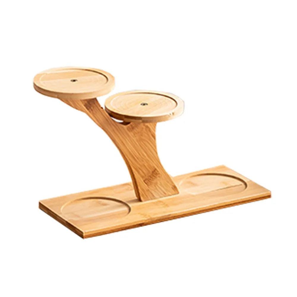 Bamboo Wood Flowerpot Tray - Multi-Layer Plants Stand Succulents Bonsai Organizer Desktop Ornament