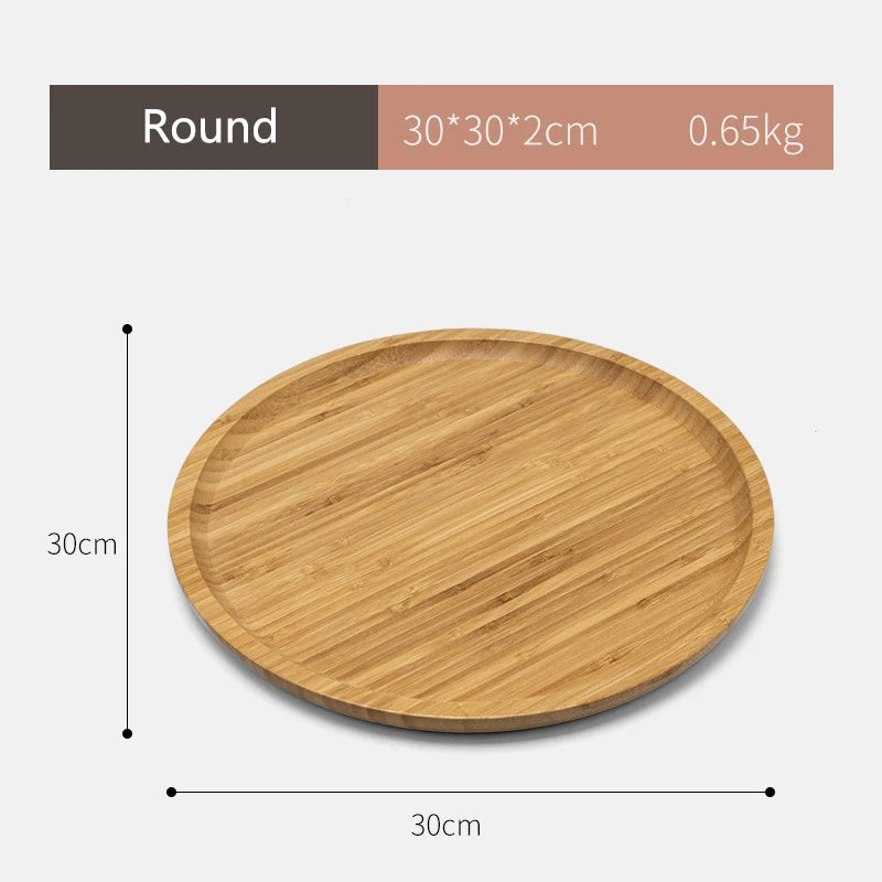 Simple Japanese Bamboo Tea Tray - Kitchen Storage Serving Tray for Dessert, Breakfast, Coffee & Food