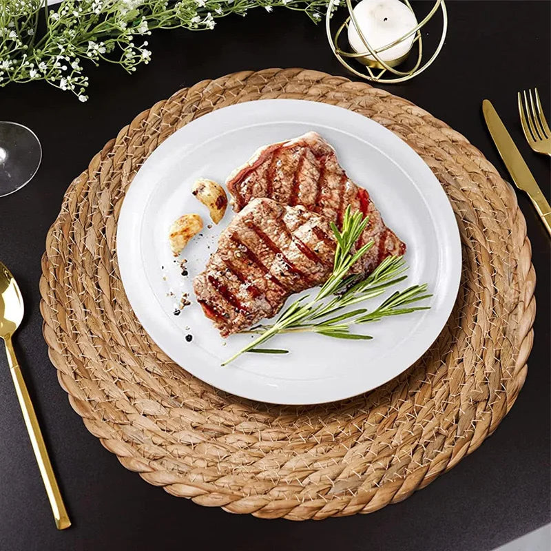Pot Mats Handwoven Rattan Placemats - Round Heat Insulation Mats for Dining & Home Decor