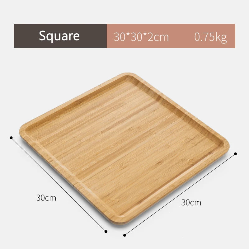 Simple Japanese Bamboo Tea Tray - Kitchen Storage Serving Tray for Dessert, Breakfast, Coffee & Food