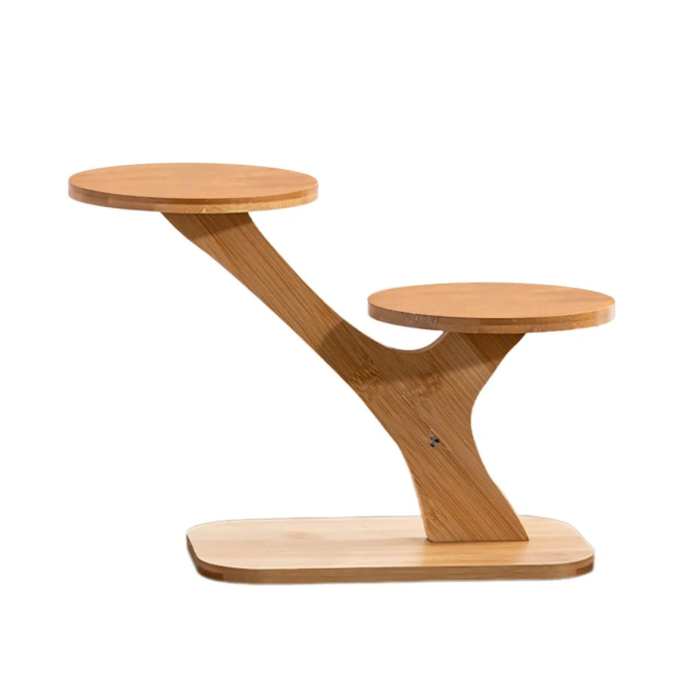 Bamboo Wood Flowerpot Tray - Multi-Layer Plants Stand Succulents Bonsai Organizer Desktop Ornament