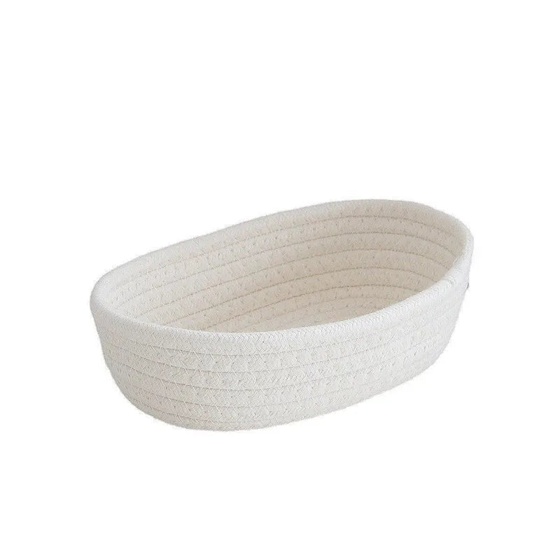 Nordic Cotton Rope Woven Storage Baskets - Multi-Purpose Desktop Organizer for Cosmetics, Keys & Sundries