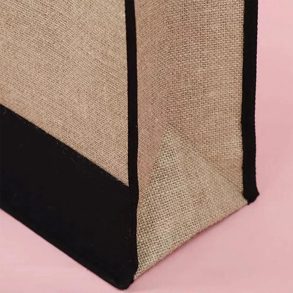 Shopping Bag Burlap Tote Bag - Lightweight Large Capacity Women's Grocery Organizer with Garland Letter Pattern