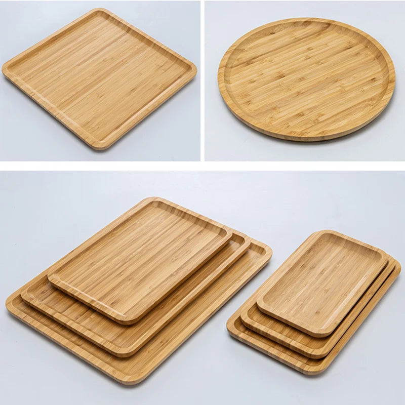 Simple Japanese Bamboo Tea Tray - Kitchen Storage Serving Tray for Dessert, Breakfast, Coffee & Food