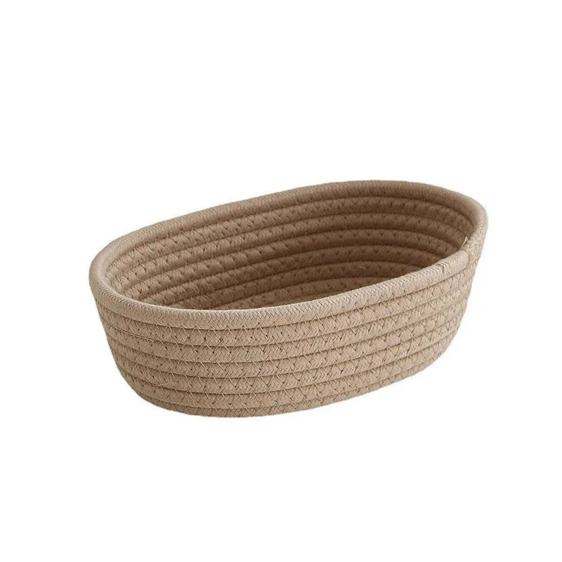Nordic Cotton Rope Woven Storage Baskets - Multi-Purpose Desktop Organizer for Cosmetics, Keys & Sundries