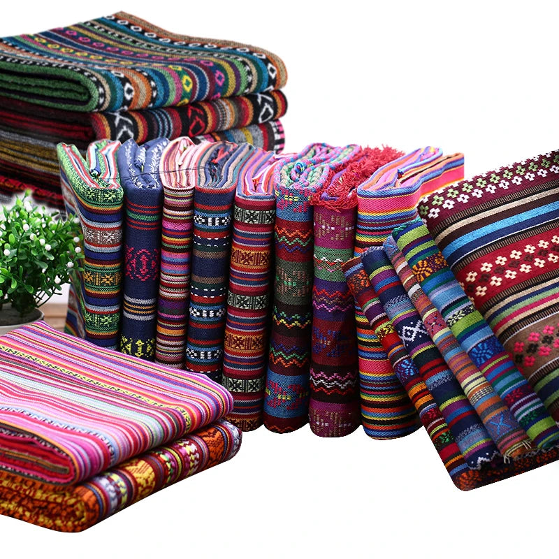 Teramila Ethnic Style Cotton Linen Fabric - Hotel Bar Tablecloth Pillow Sofa Cover Textile for Patchwork & Curtains