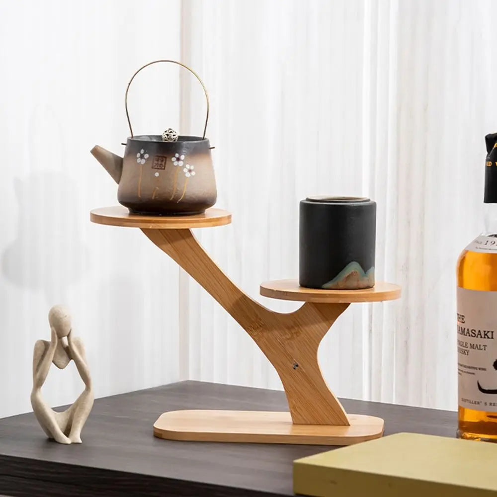 Bamboo Wood Flowerpot Tray - Multi-Layer Plants Stand Succulents Bonsai Organizer Desktop Ornament