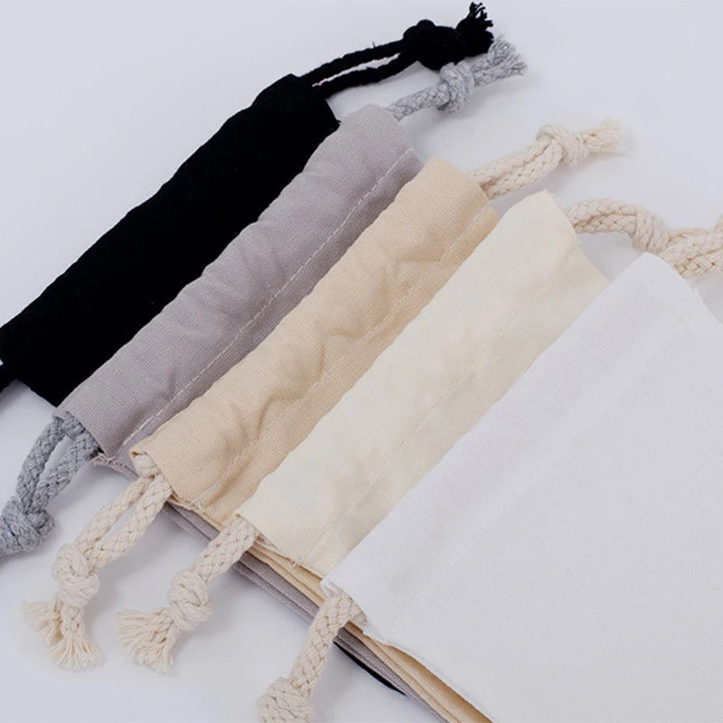 Cotton Drawstring Storage Bag - White Canvas Pouch for Candy, Gifts & Home Organization